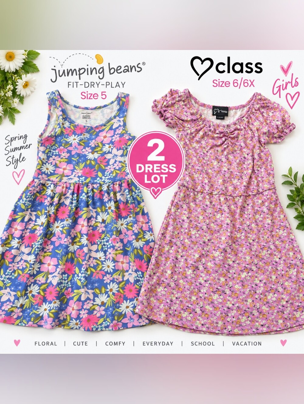 art class Pink Floral Short-Sleeve Dress